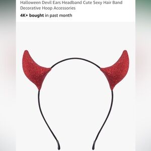 Devil costume accessories. Headband and lace gloves